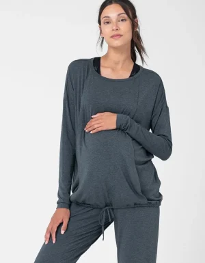 New Atletisch Zwangerschaps- En Borstvoedingshirt Van Ecologisch Geverfde Modal Vrouw Topjes