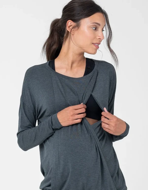 New Atletisch Zwangerschaps- En Borstvoedingshirt Van Ecologisch Geverfde Modal Vrouw Topjes