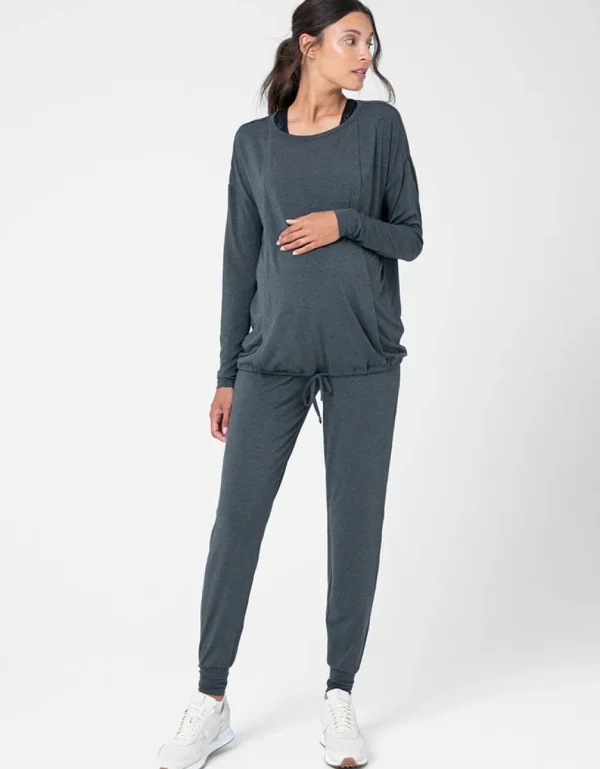 New Atletisch Zwangerschaps- En Borstvoedingshirt Van Ecologisch Geverfde Modal Vrouw Topjes