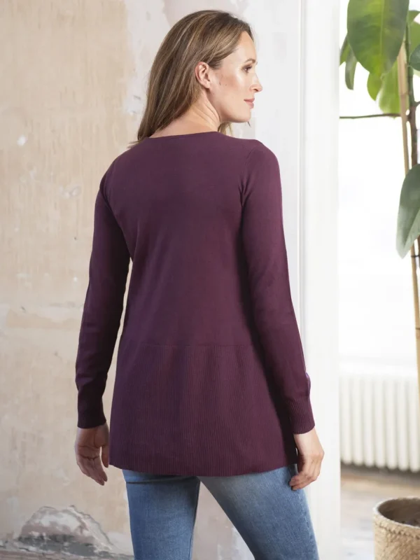Best Sale Bessenkleurige Trui Van Katoenmix Voor Zwangerschap En Borstvoeding Vrouw Truien