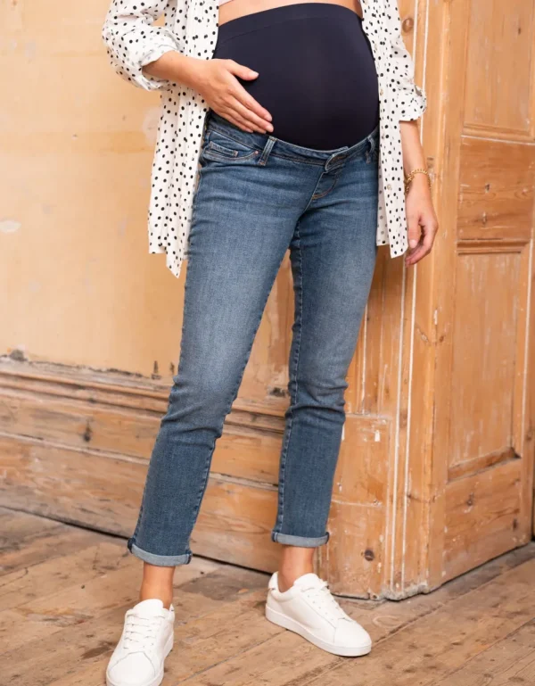 Store Biologische Zwangerschapsjeans, Slim Boyfriend Fit Vrouw Jeans