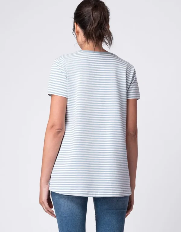 Best Sale Blauw En Wit Gestreept Moederschap Tot Voedingsshirt Vrouw Topjes