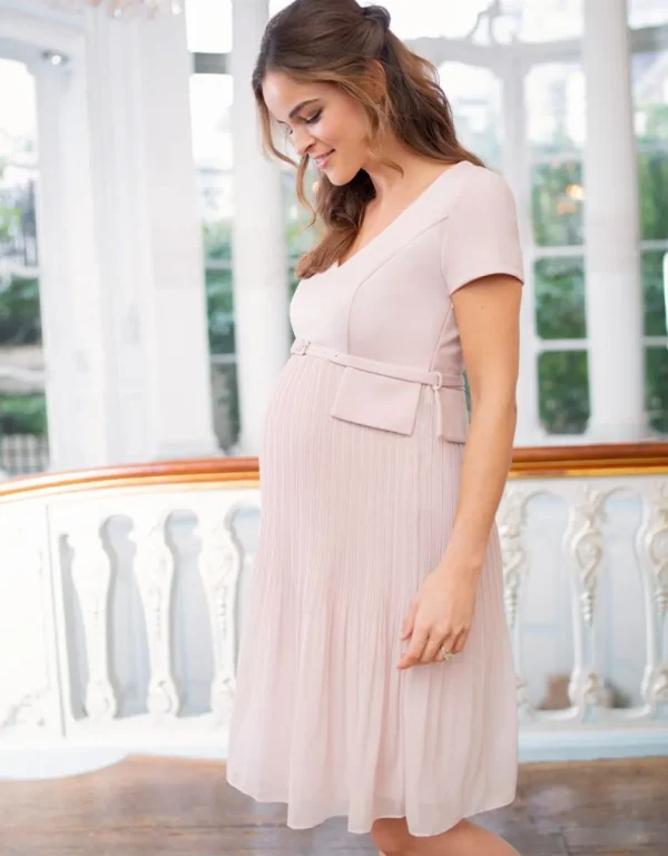 Flash Sale Blush Geplooide Positiejurk Met Korte Mouwen Vrouw Jurken