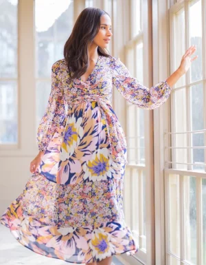 Store Boho Bloesem Zwangerschap En Borstvoeding Midi-Jurk Vrouw Jurken