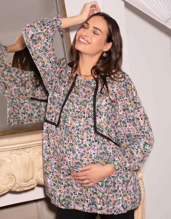 New Boho Gebloemde Zwangerschaps- En Verzorgingstop Vrouw Topjes