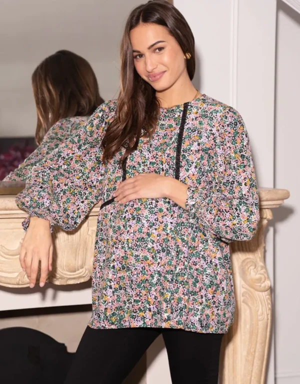 New Boho Gebloemde Zwangerschaps- En Verzorgingstop Vrouw Topjes