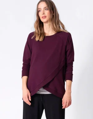 Best Sale Bordeauxrode Positie- En Voedingssweater Van Katoenmix Vrouw Topjes