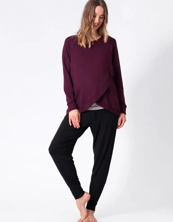 Best Sale Bordeauxrode Positie- En Voedingssweater Van Katoenmix Vrouw Topjes