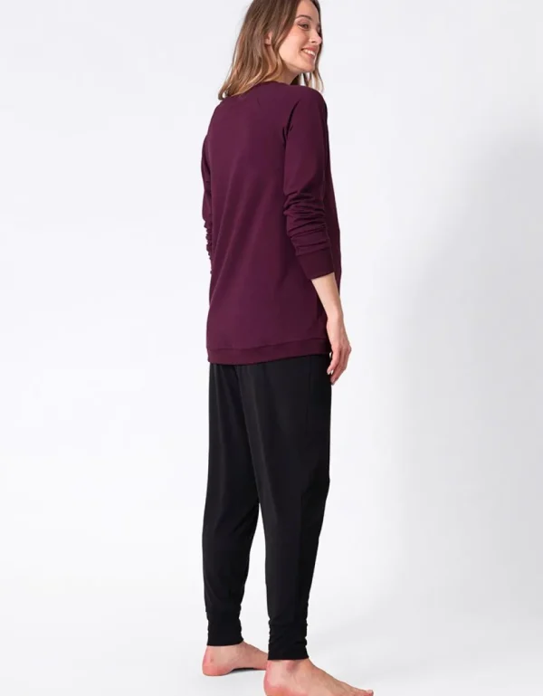 Best Sale Bordeauxrode Positie- En Voedingssweater Van Katoenmix Vrouw Topjes