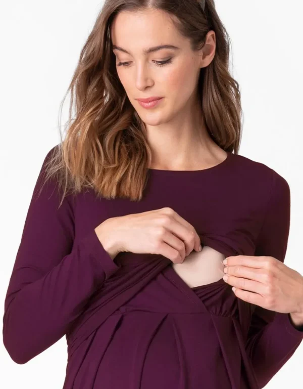 Flash Sale Bourgondische Zwangerschaps- En Borstvoedingsjurk Vrouw Jurken