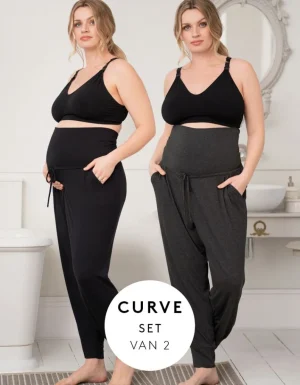 New Curve Zwangerschapsloungebroeken, 2-Pack Vrouw Pyjama'S En Loungewear