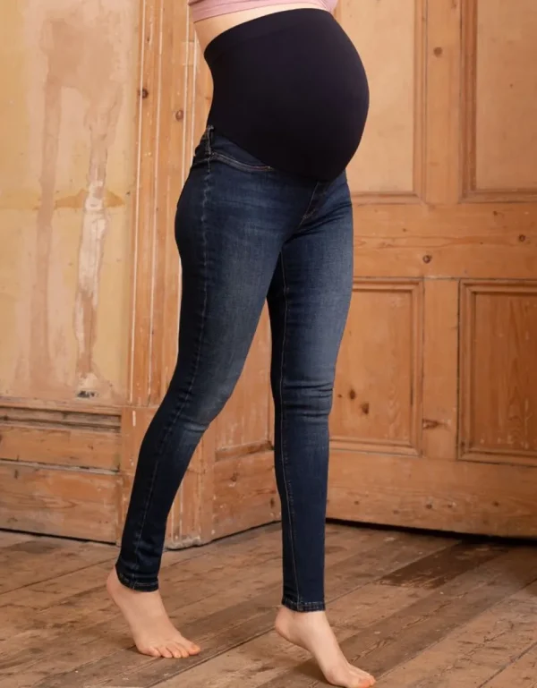 Outlet Donkere Over-De-Buik Super-Skinny Zwangerschapsjeans Vrouw Zwangerschaps-Essentials