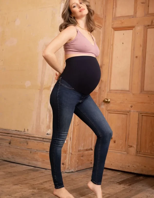 Outlet Donkere Over-De-Buik Super-Skinny Zwangerschapsjeans Vrouw Zwangerschaps-Essentials