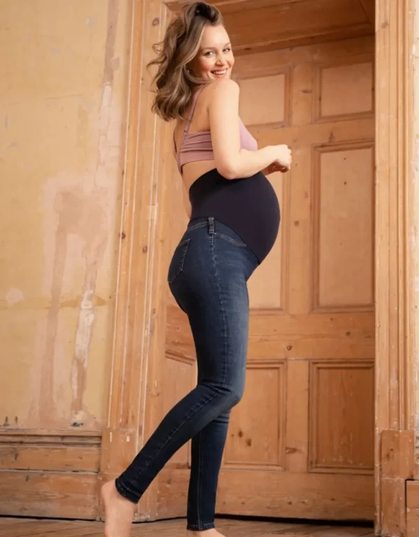 Outlet Donkere Over-De-Buik Super-Skinny Zwangerschapsjeans Vrouw Zwangerschaps-Essentials