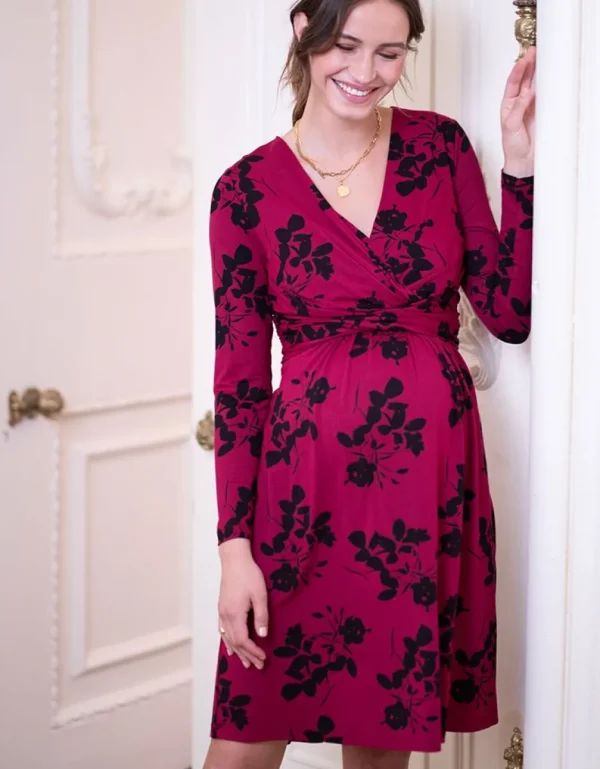 Cheap Fuchsia Tricot Zwangerschaps- En Borstvoedingsjurk Met Bloemenpatroon Vrouw Jurken