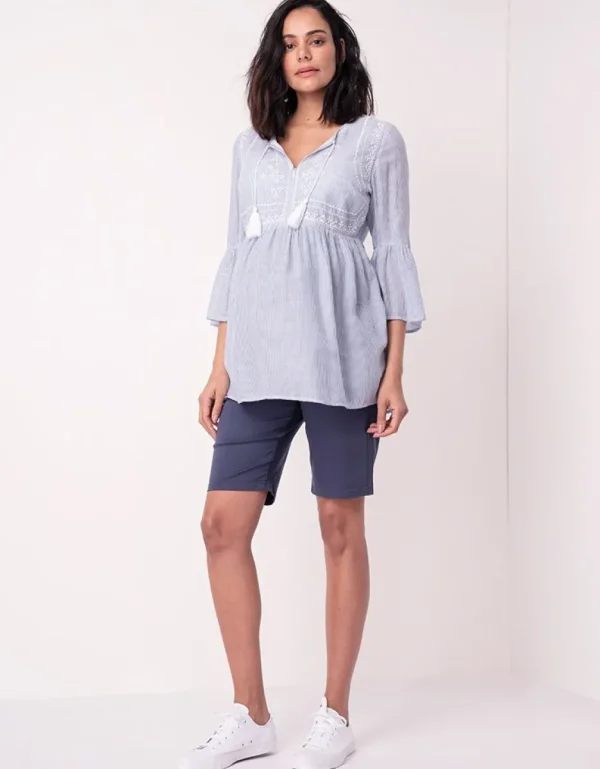 Shop Geborduurde Krijtstreep Positie- En Voedingsblouse Vrouw Topjes