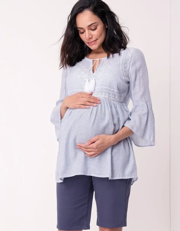 Shop Geborduurde Krijtstreep Positie- En Voedingsblouse Vrouw Topjes
