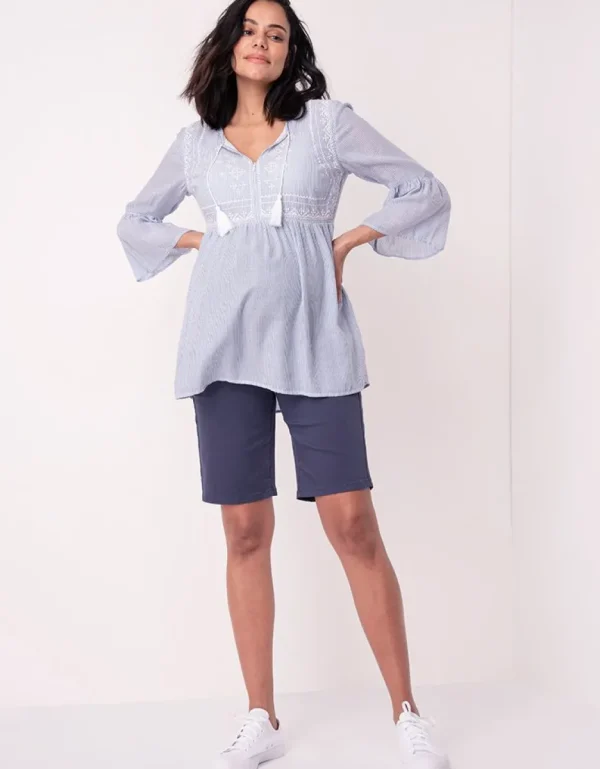 Shop Geborduurde Krijtstreep Positie- En Voedingsblouse Vrouw Topjes
