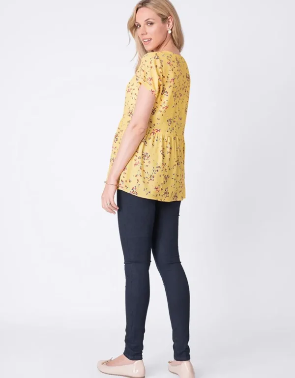 Cheap Geel Gebloemde Positieblouse Vrouw Topjes