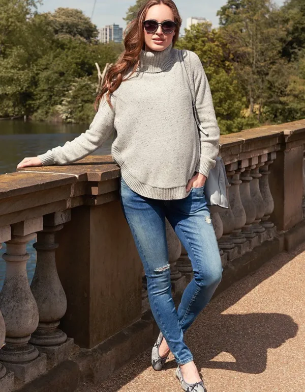Fashion Getextureerde Gebreide Cape Zwangerschapsjumper Vrouw Topjes
