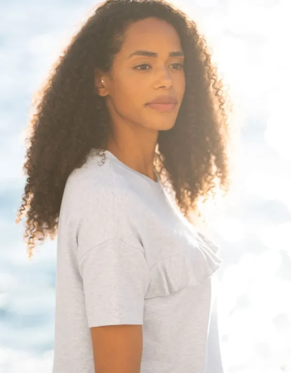 Shop Grijs Gemeleerd Ruches Moederschap Tot Borstvoeding T-Shirt Vrouw Topjes