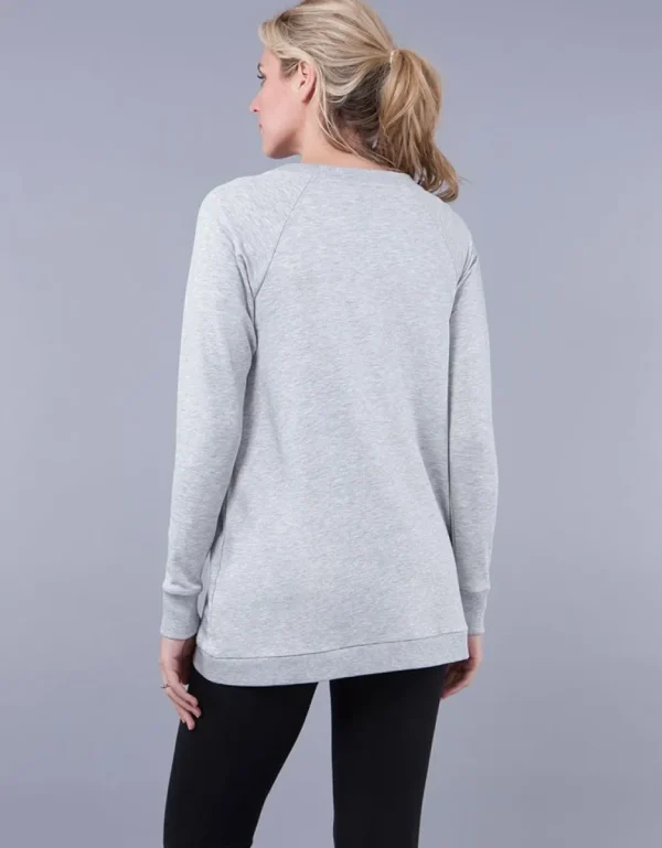New Grijs Gemeleerde Crossover Zwangerschaps- En Voedingssweater Vrouw Topjes