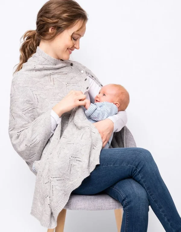 Discount Grijze Kabelgebreide Borsthoes Vrouw Topjes
