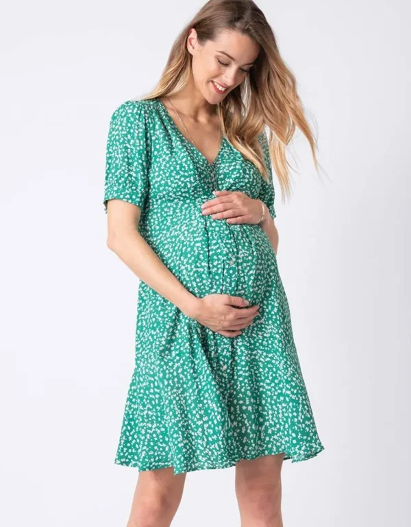 New Groene Zwangerschapsjurk Met Print Vrouw Jurken