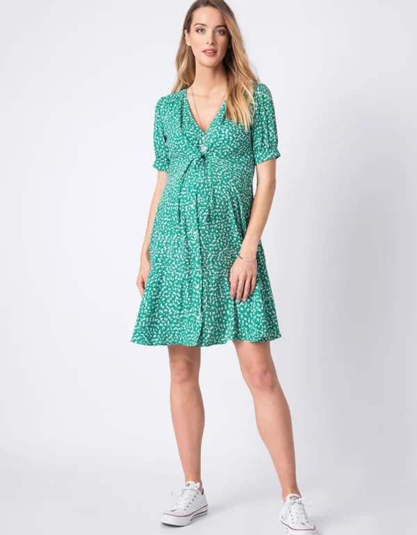 New Groene Zwangerschapsjurk Met Print Vrouw Jurken