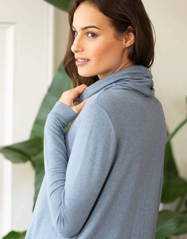 Sale Hemelsblauw Zwangerschaps- En Borstvoedingshirt Met Rolkraag Vrouw Topjes