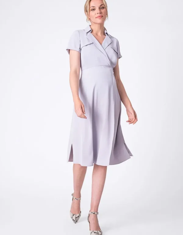 Cheap Hemelsblauwe Trench Positiejurk In Wikkeldesign Vrouw Jurken