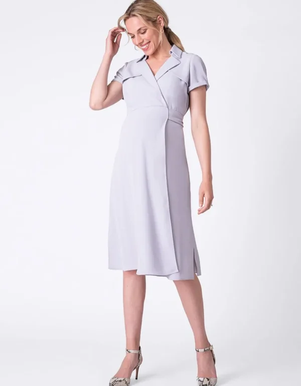 Cheap Hemelsblauwe Trench Positiejurk In Wikkeldesign Vrouw Jurken