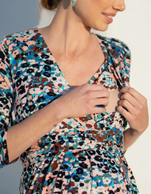 Fashion Jersey Zwangerschaps- En Borstvoedingsjurk Met Dierenprint Vrouw Jurken