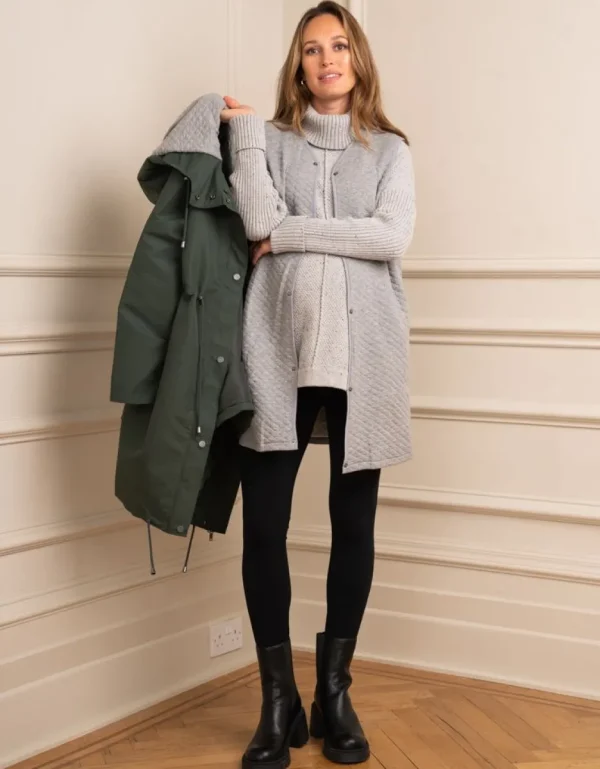 New Kaki 4-In-1 Zwangerschaps- En Babydraagparka Vrouw Jassen En Jacks