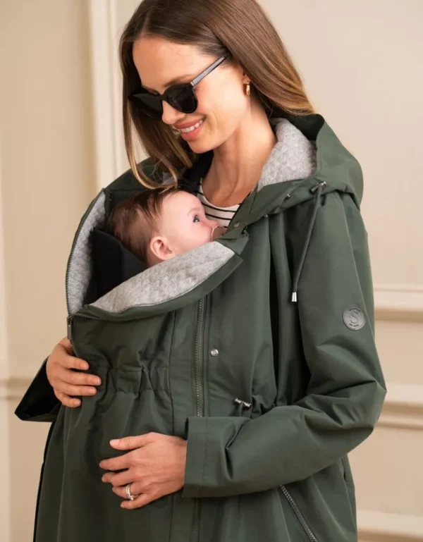 New Kaki 4-In-1 Zwangerschaps- En Babydraagparka Vrouw Jassen En Jacks