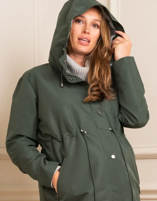 New Kaki 4-In-1 Zwangerschaps- En Babydraagparka Vrouw Jassen En Jacks