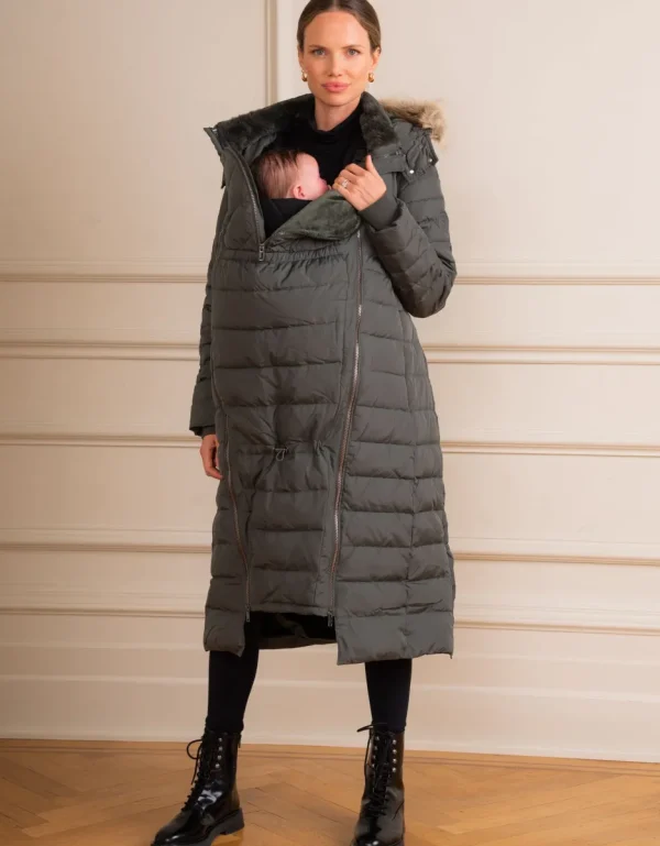 Fashion Kaki Lange Donzen 3-In-1 Jas Voor Zwangerschap En Het Dragen Van Een Baby Vrouw Jassen En Jacks
