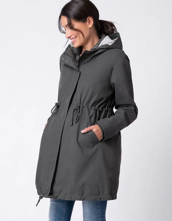 Best Kaki Parka 6 In 1 Zwangerschaps- Tot Draagjas Met Gewatteerde Bodywarmer Kinderen Babydragen Innovatie