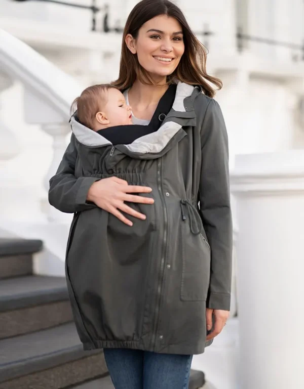 Discount Kaki Utility Parka 4-In-1 Zwangerschaps-Naar-Draagjack Met Capuchon Kinderen Babydragen Innovatie