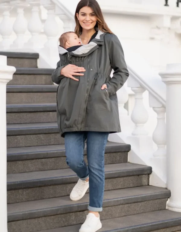 Discount Kaki Utility Parka 4-In-1 Zwangerschaps-Naar-Draagjack Met Capuchon Kinderen Babydragen Innovatie