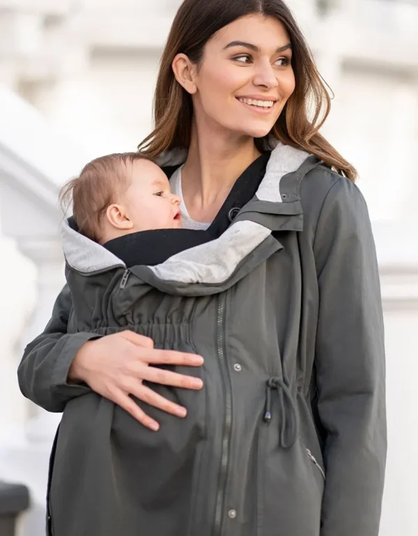 Discount Kaki Utility Parka 4-In-1 Zwangerschaps-Naar-Draagjack Met Capuchon Kinderen Babydragen Innovatie