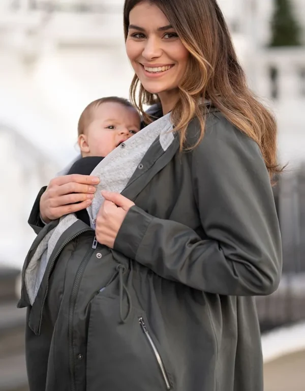 Discount Kaki Utility Parka 4-In-1 Zwangerschaps-Naar-Draagjack Met Capuchon Kinderen Babydragen Innovatie