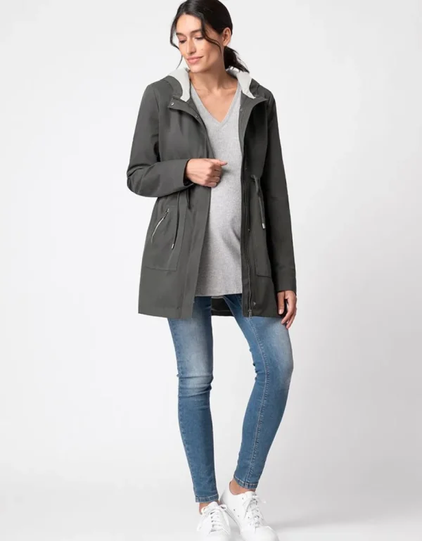 Discount Kaki Utility Parka 4-In-1 Zwangerschaps-Naar-Draagjack Met Capuchon Kinderen Babydragen Innovatie
