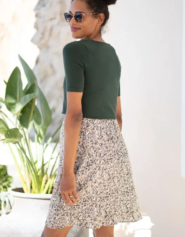 Best Sale Kakigroene Ditsy Bloemenprint Zwangerschaps- Tot Voedingsjurk Met Top Vrouw Jurken