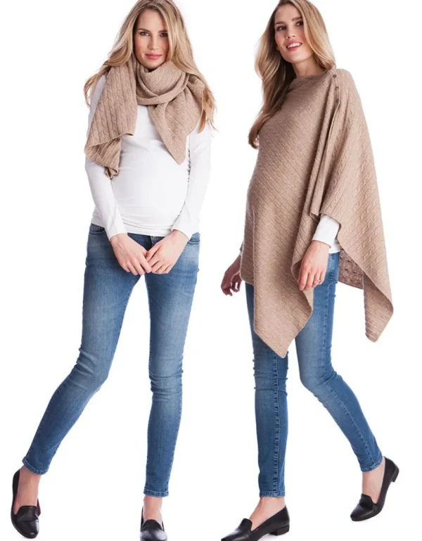 Cheap Kameelkleurige Kabelgebreide Voedingssjaal Vrouw Zwangerschaps-Essentials