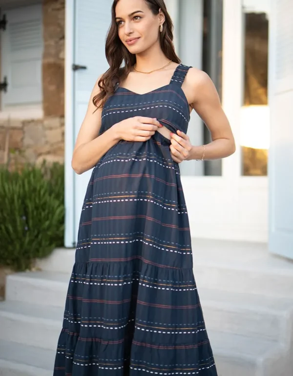 Fashion Katoenen Boho Midi-Jurk Voor Zwangerschap En Borstvoeding Vrouw Jurken