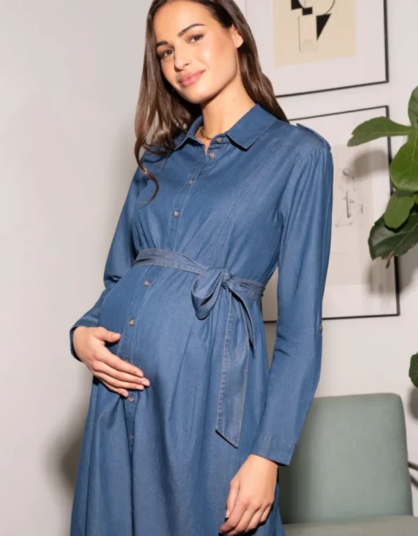 Cheap Katoenen Hemdjurk Voor Zwangerschap In Denim Vrouw Jurken