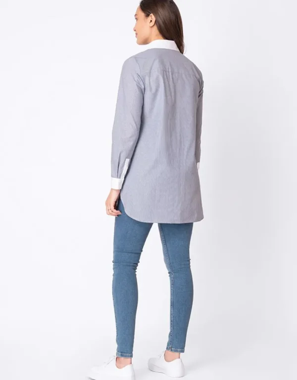 Cheap Katoenen Krijtstreep Positie- En Voedingsblouse Vrouw Topjes