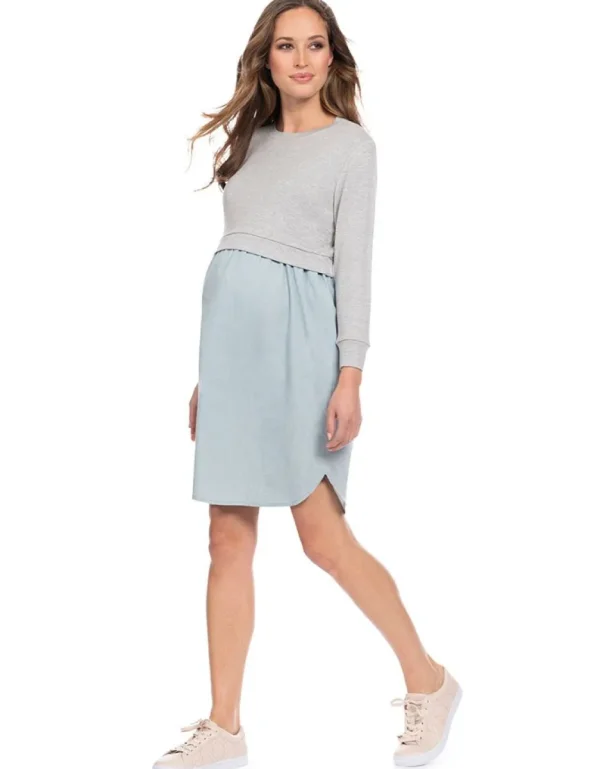 Best Sale Katoenen Positie- En Voedingsjurk Met Sweatshirt Top Vrouw Jurken