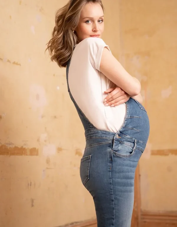Online Licht Gewassen Denim Zwangerschapstuinbroek Vrouw Jeans